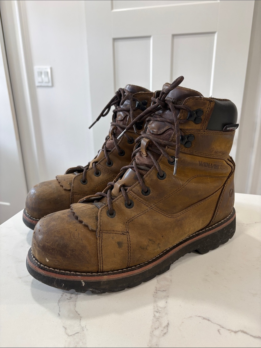 WOLVERINE Brown Leather Lace-Up Work Boots 3M Thinsulate Waterproof Size 11.5